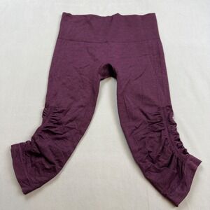 Lululemon‎ In The Flow Crop Leggings Purple Ruched Athletic Women's Size 4